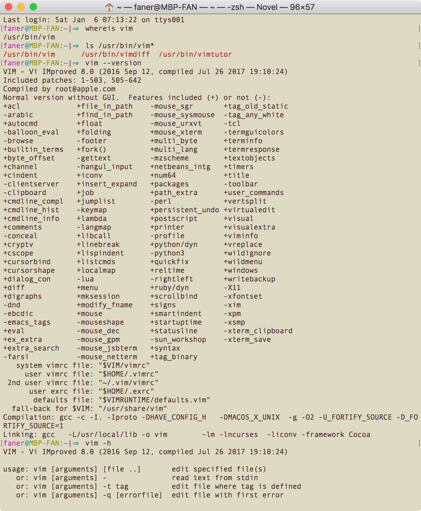vim --version